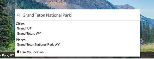 screenshot of searching campendium