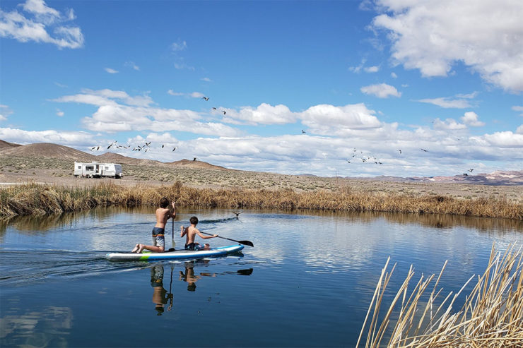 family camping in april on a lake