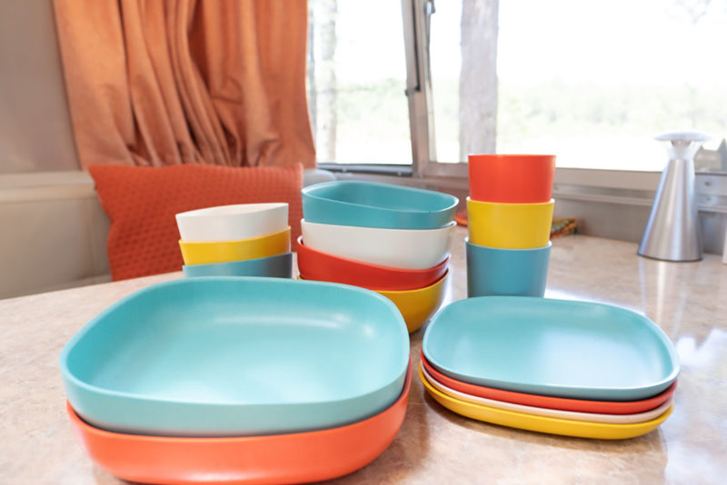 bamboo plates in an airstream