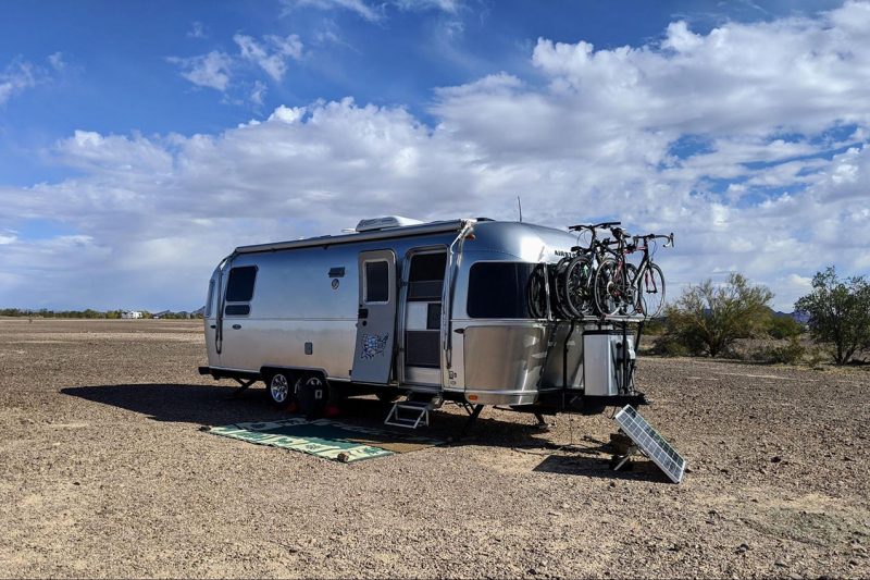 zamp soloar panels next to an Airstream