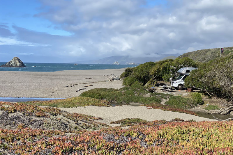 RV camping on the beach at Wright's Beach Campground