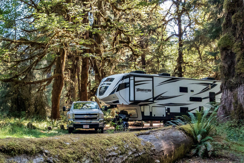 5th Wheel camping at Hoh Campground