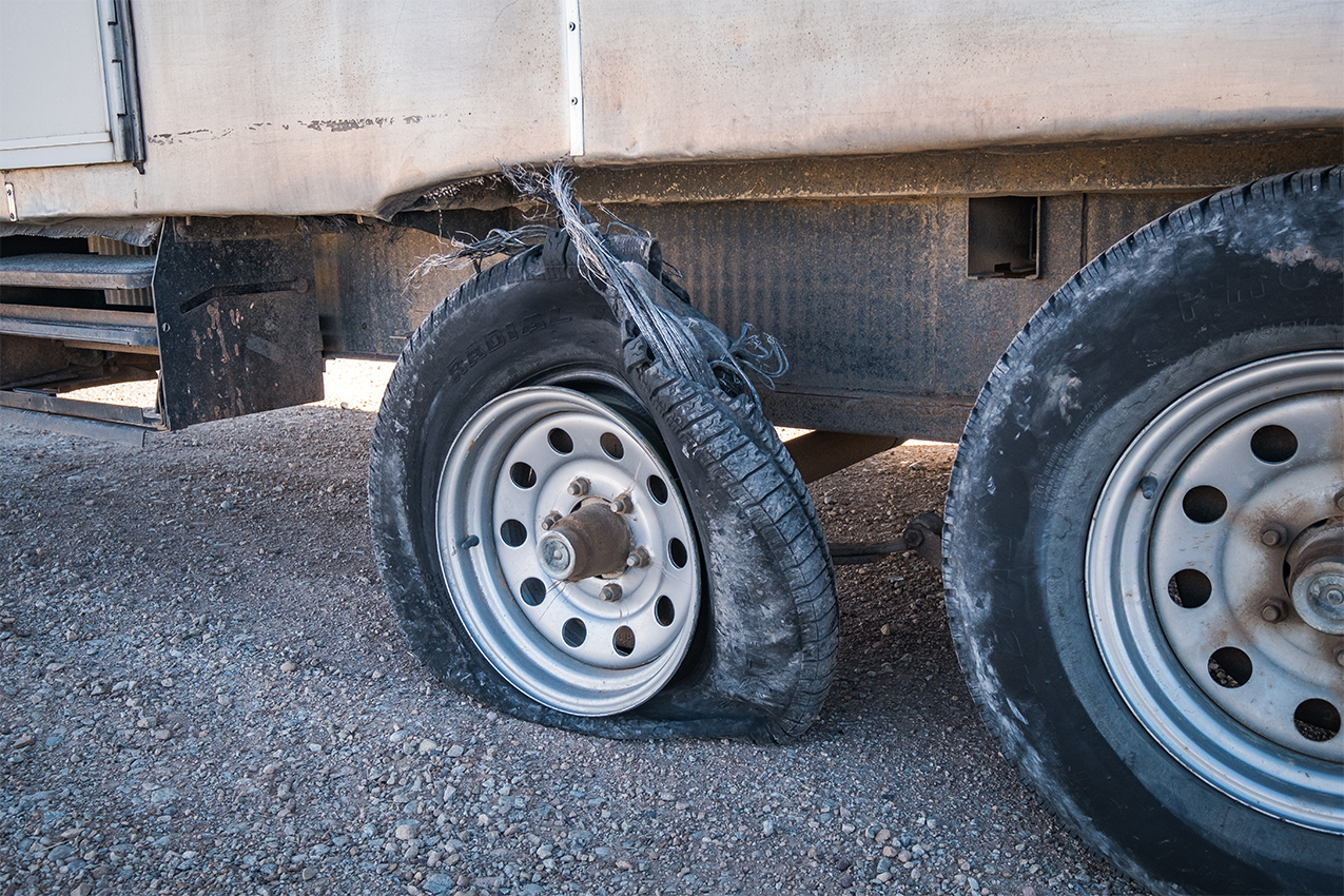 Shredded RV tire