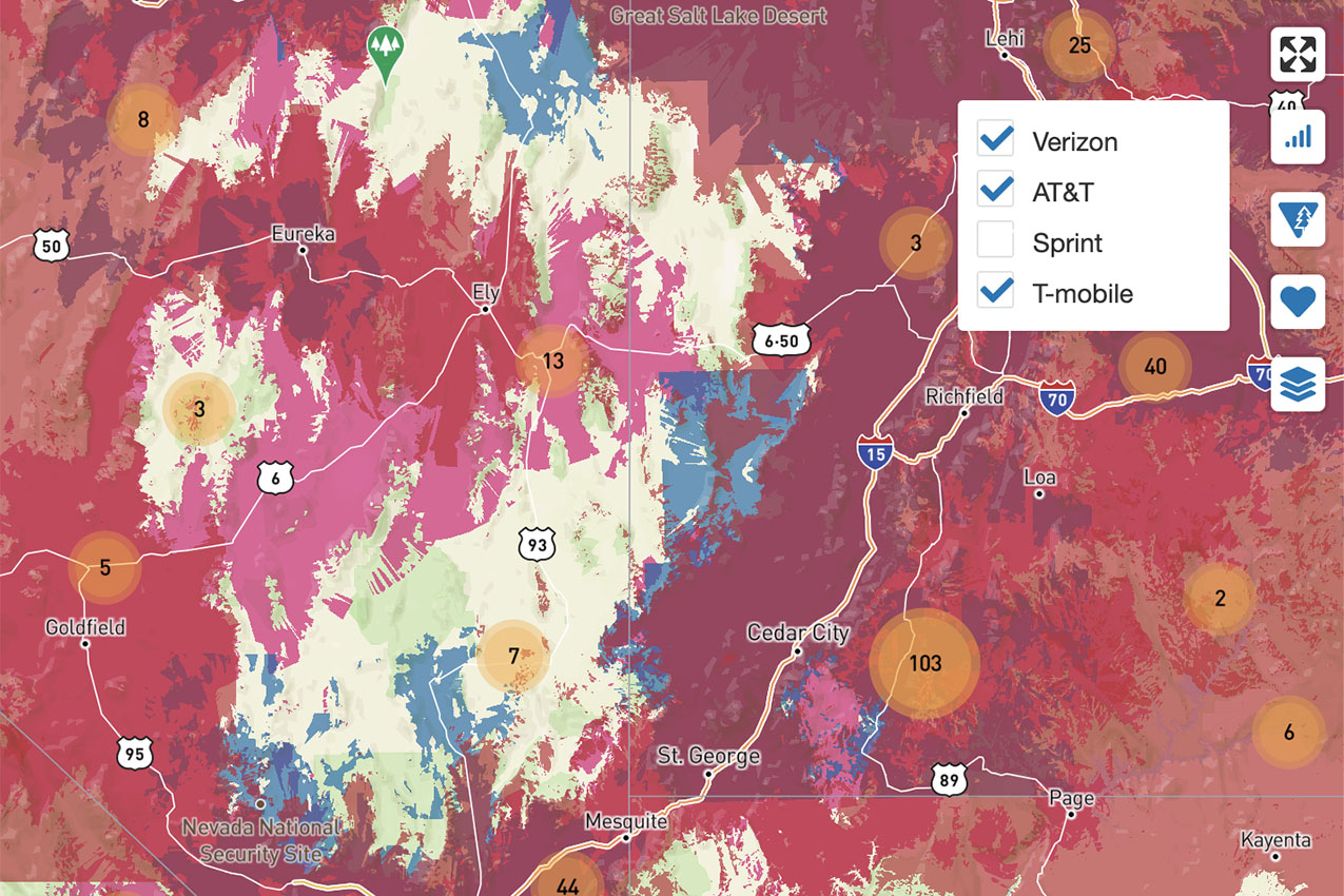 Campendium cell coverage map.