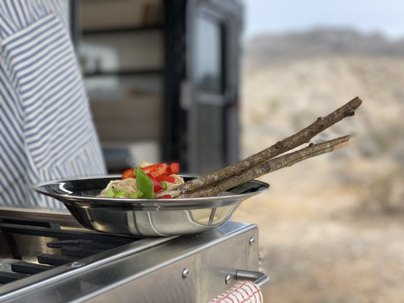 Chopsticks made from sticks for camping utensils