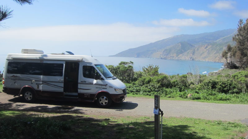 RV parked at Kirk Creek Campground in Big Sur