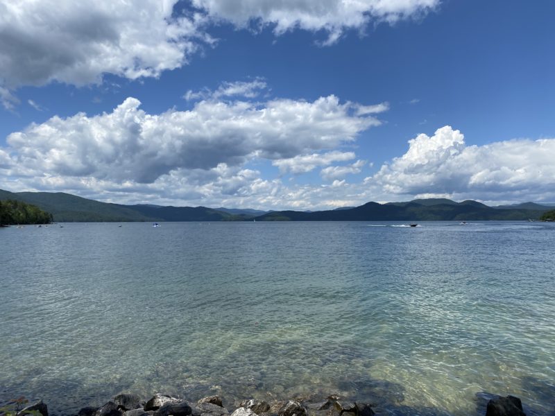 View of clear blue lake