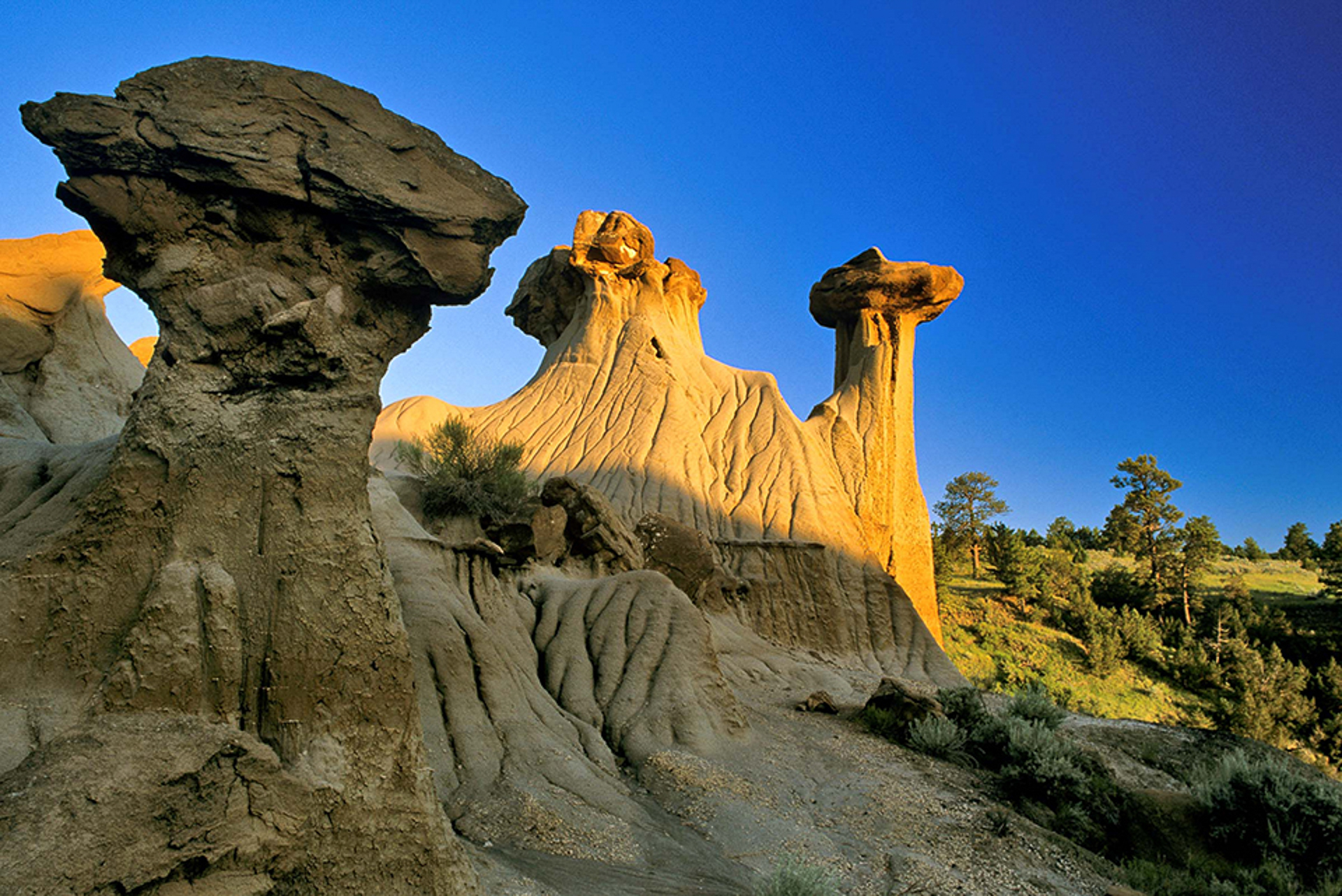 Rock formations against a blue sky