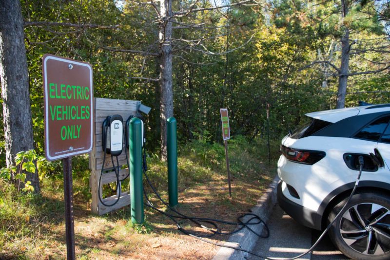 electric car charging station in the park
