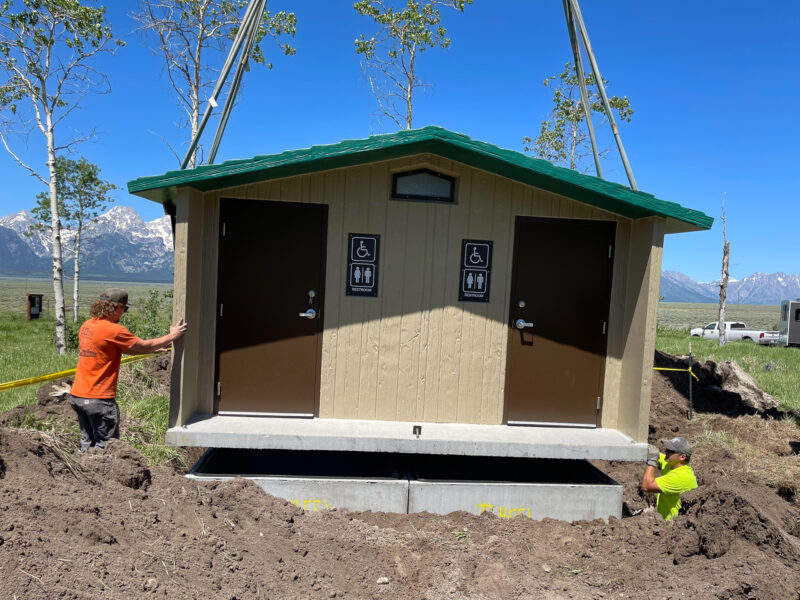Toilets being installed