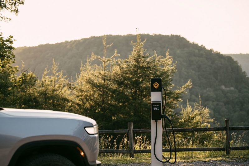 EV charging station in mountain setting