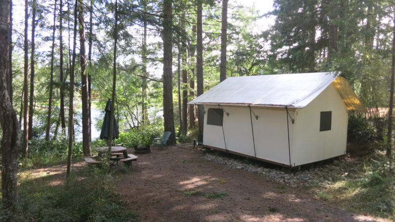 Glamping tent at a resort in Washington.