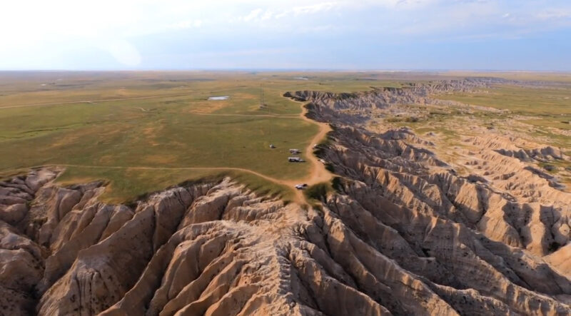 Grasslands on a bluff where RVers camp in South Dakota.