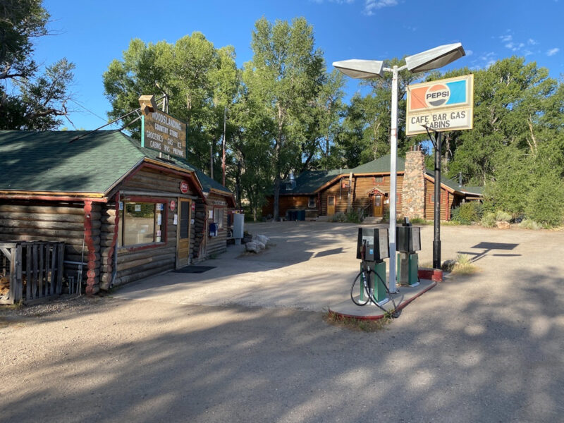 Cafe and gas station at Woods Landing Resort, Wyoming