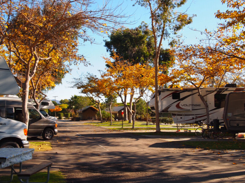 a campground in the fall