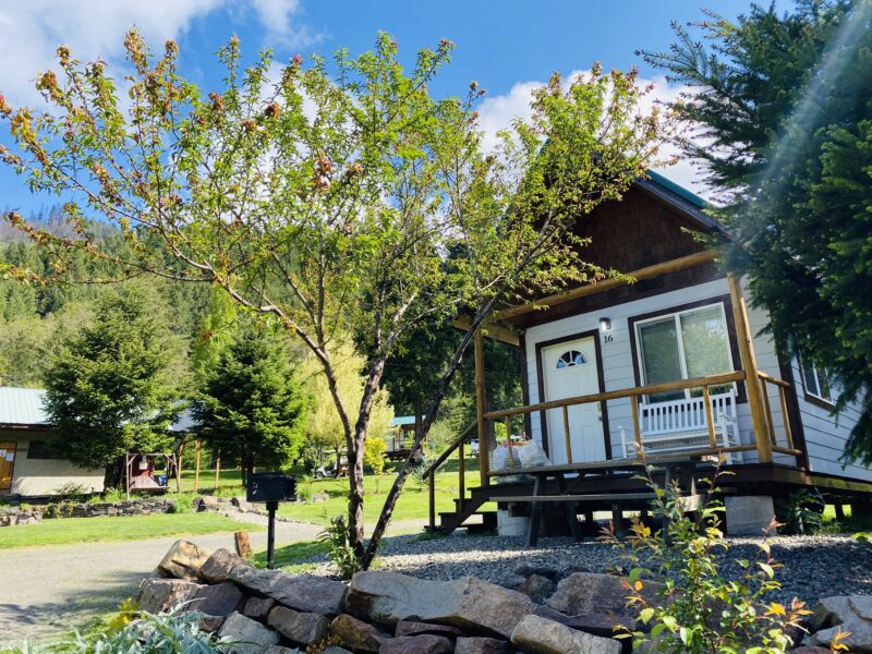 a small cabin at a campground