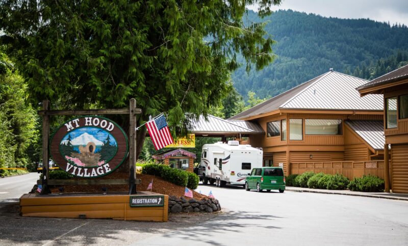 Entrance to Mt. Hood Village campground