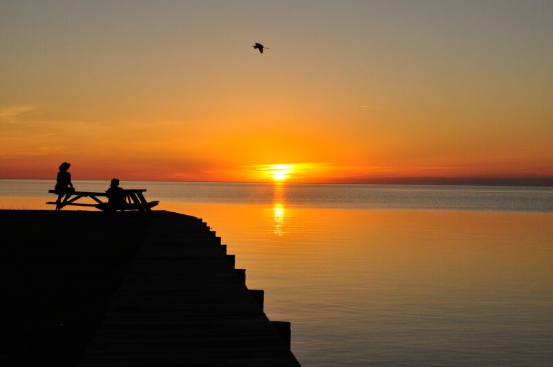 Sunset on the sound side of an RV park